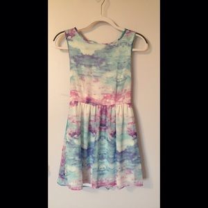 Cloud Print Empire Waist Dress