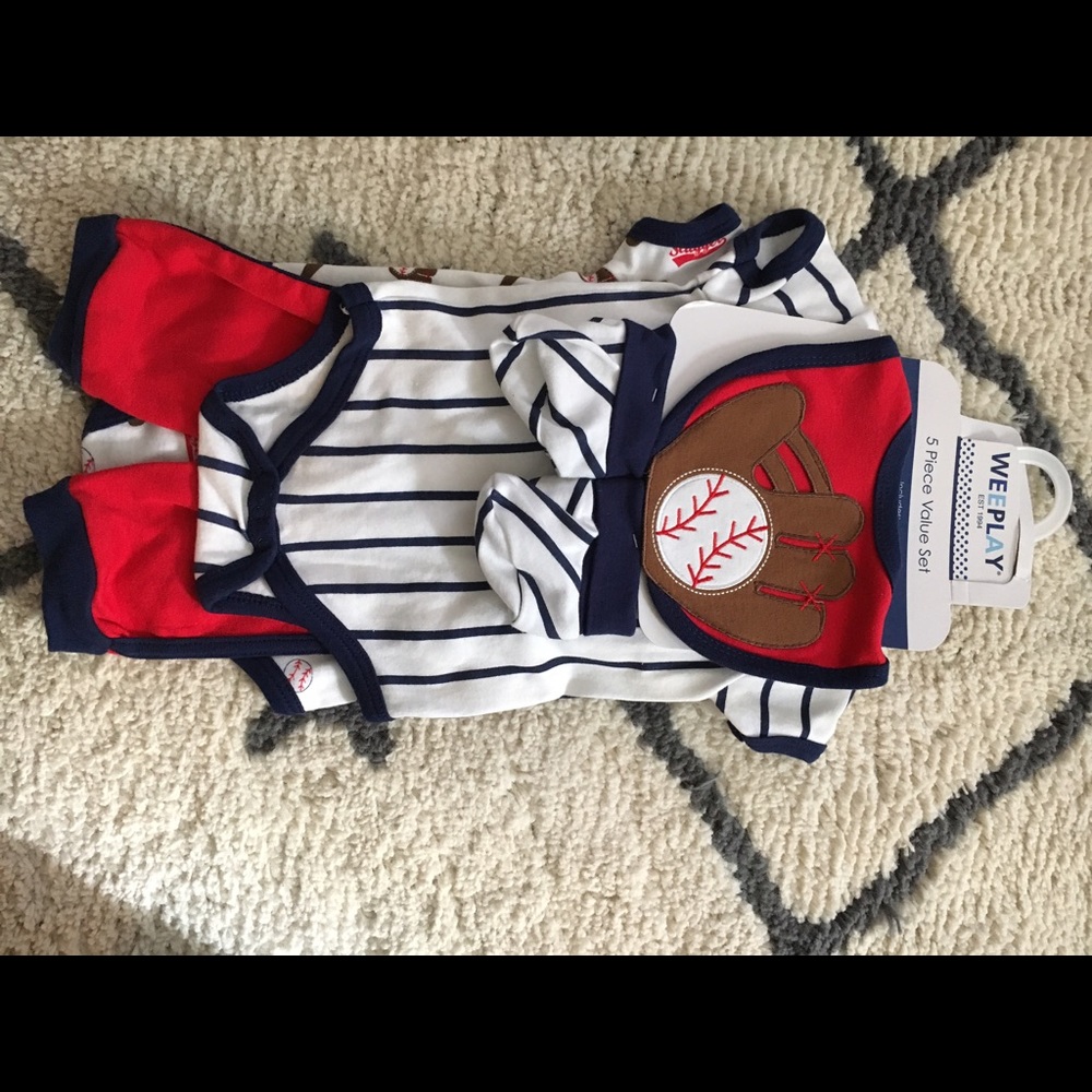Matching baseball layette