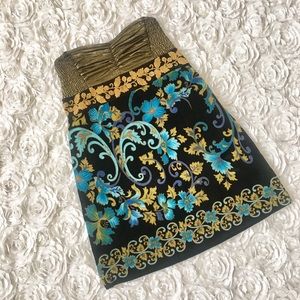 Free People Strapless Velvet Empire Gold Dress