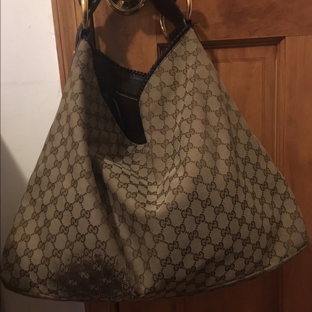 ❗️SOLD❗️GUCCI Monogram Canvas Brown Horse bit Hobo