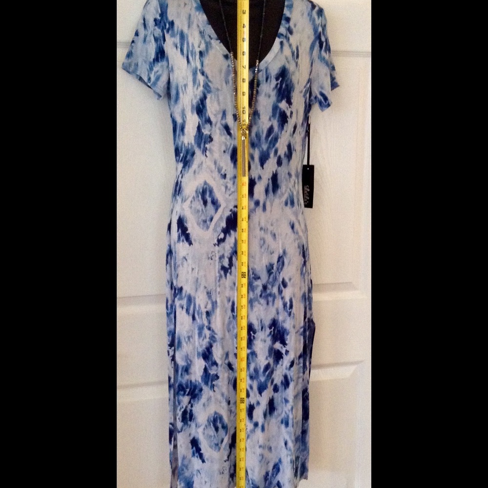 BOHO CHIC!! Tie Dye Blue and Light Grey Midi Dress