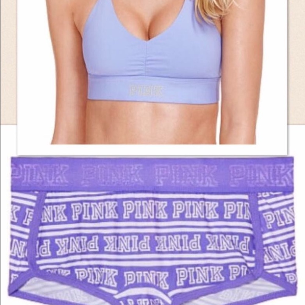 VS Pink Sportbra and Boyshort size Large