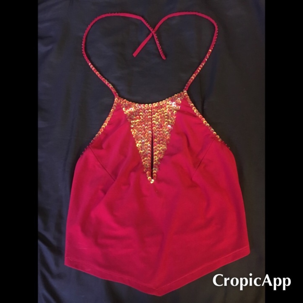 sold 💢 red  sequin halter top