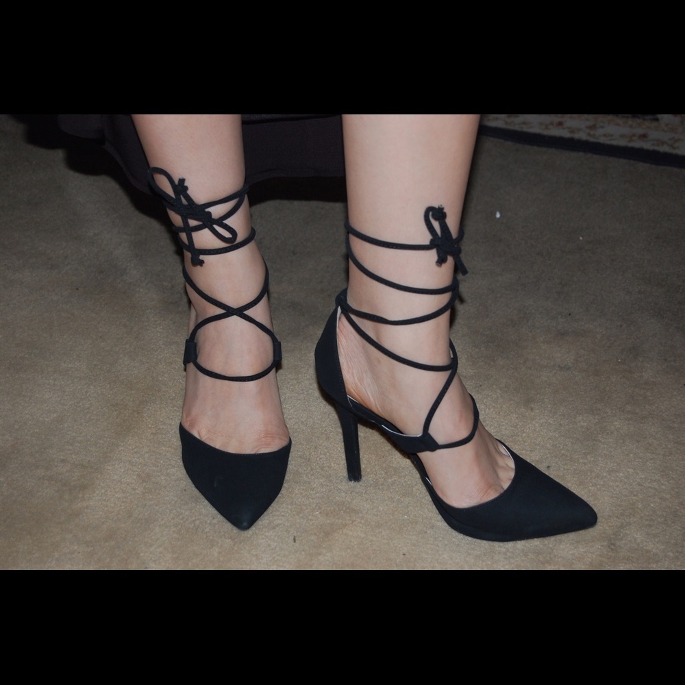 Black lace up heels