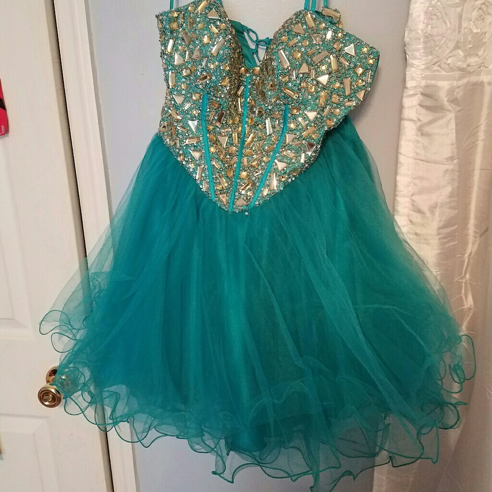 BLUE STRAPLESS DRESS - Picture 2 of 3