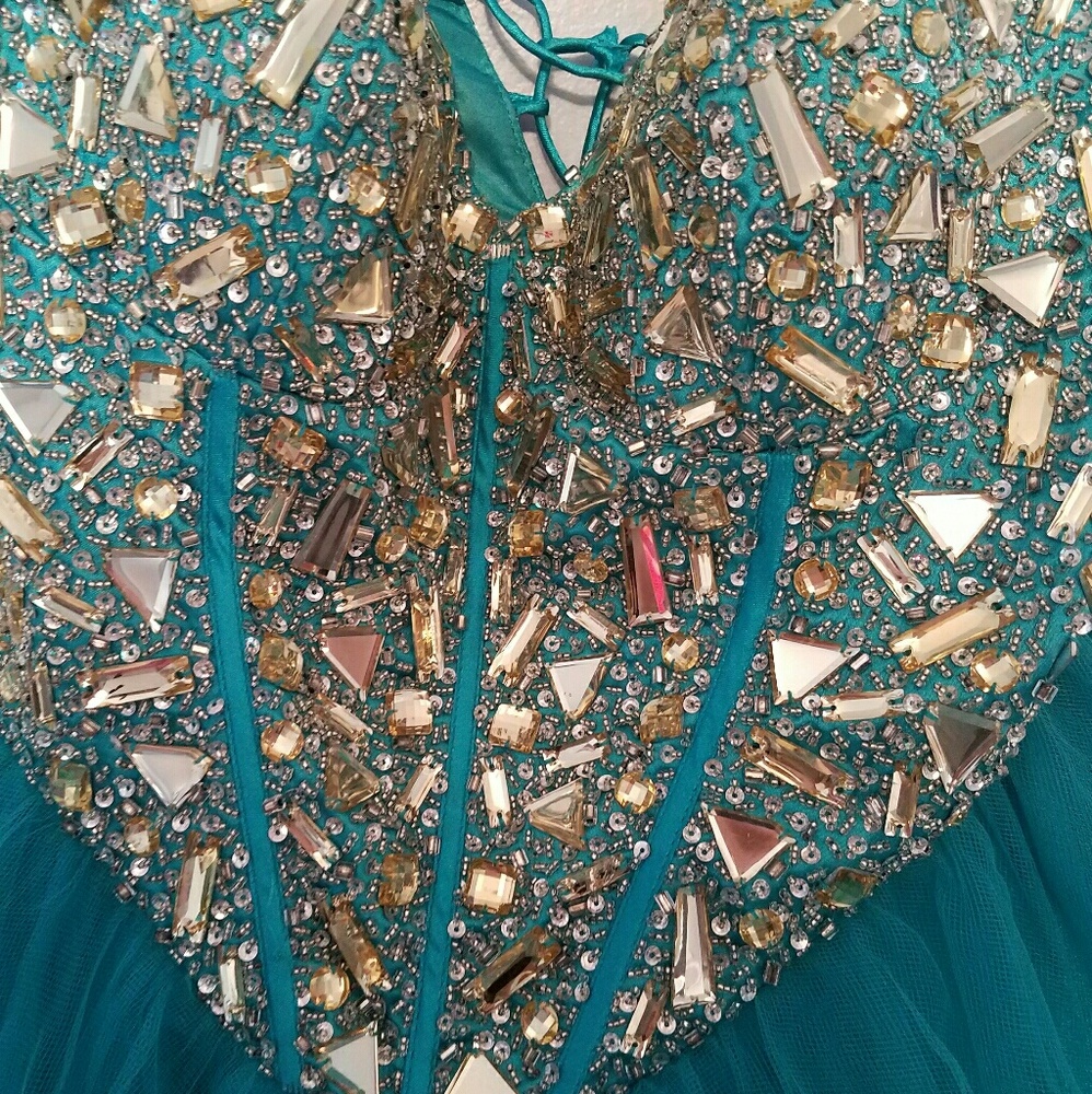 BLUE STRAPLESS DRESS - Picture 3 of 3