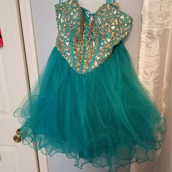 BLUE STRAPLESS DRESS - Picture 2 of 3