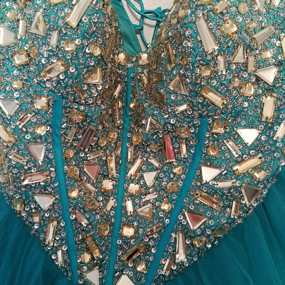 BLUE STRAPLESS DRESS - Picture 3 of 3