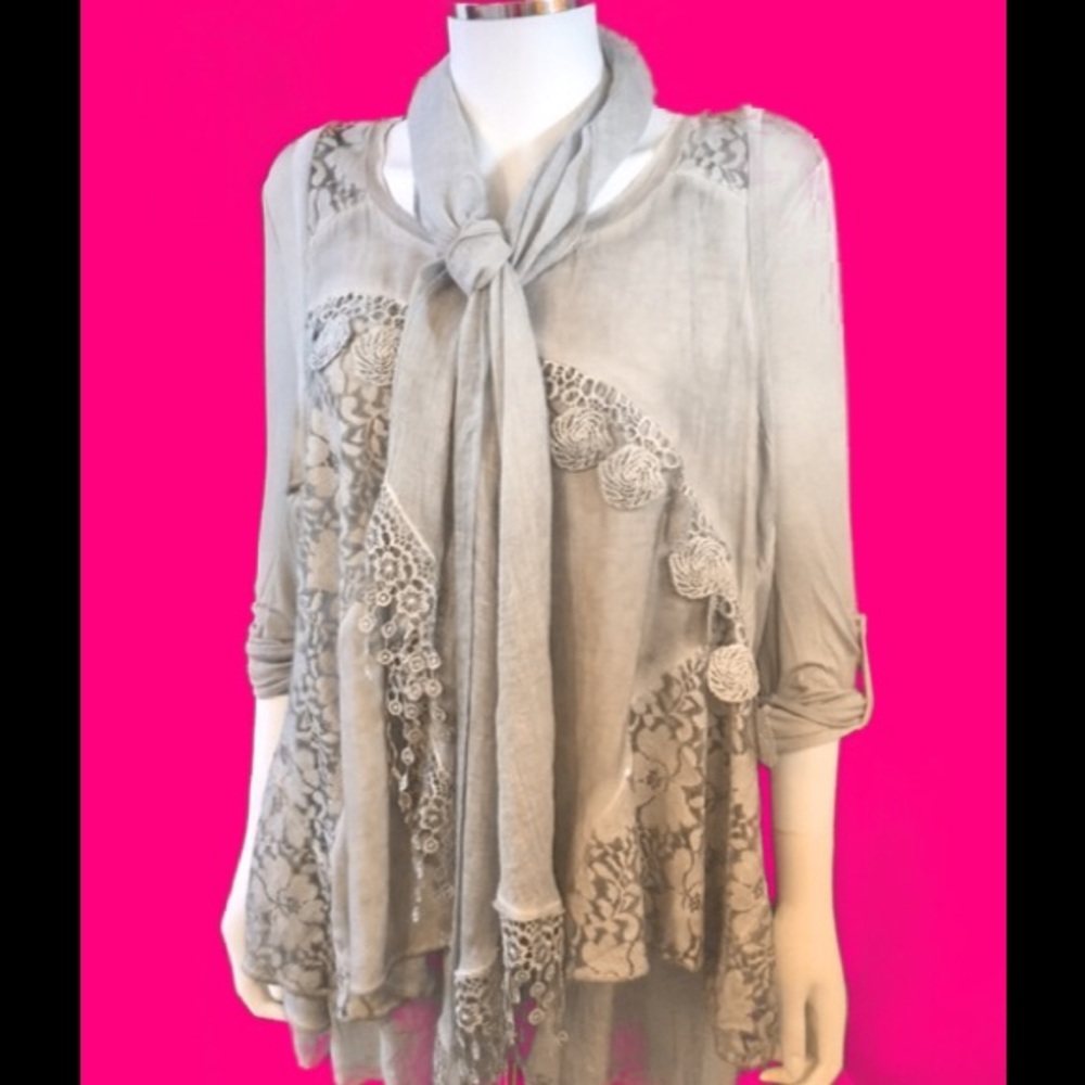 Gray Sequins 3pc Blouse