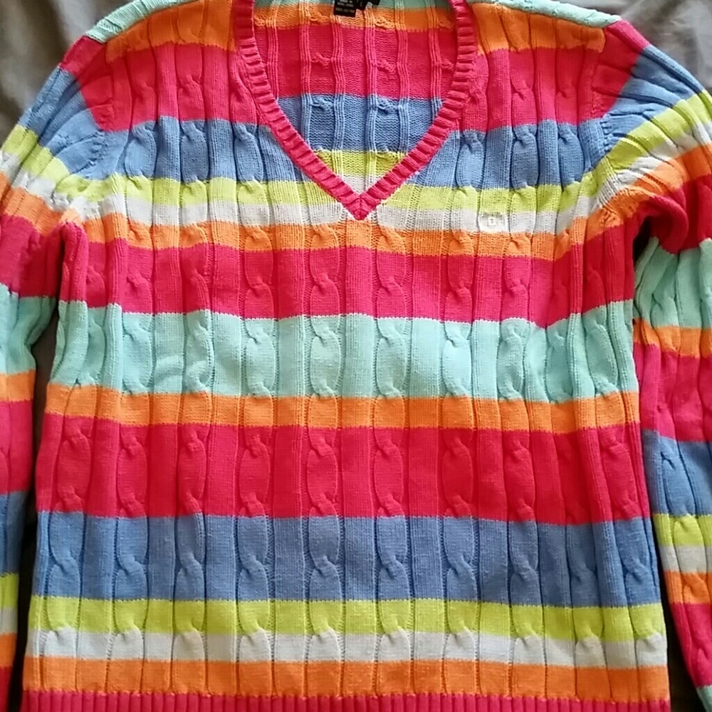 Chaps cable knit stripes