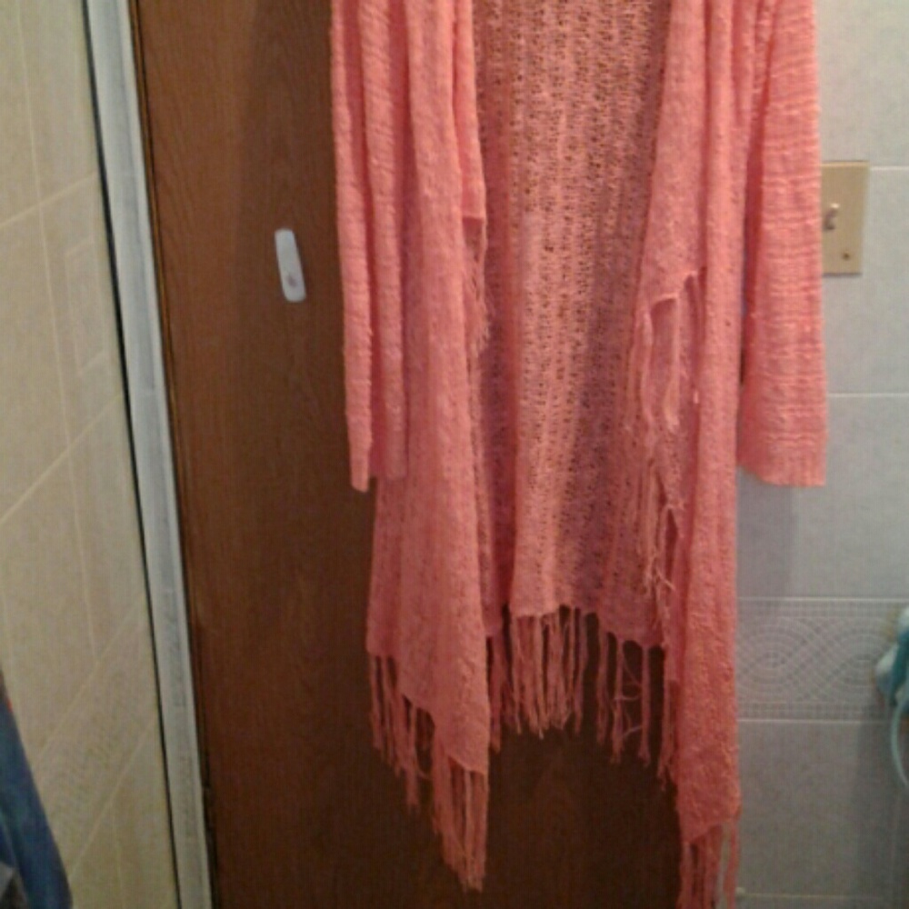 Coral long sleeve cover up