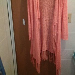 Coral long sleeve cover up