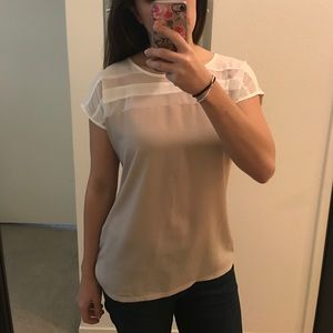 New York & Company Mixed Fabric Top