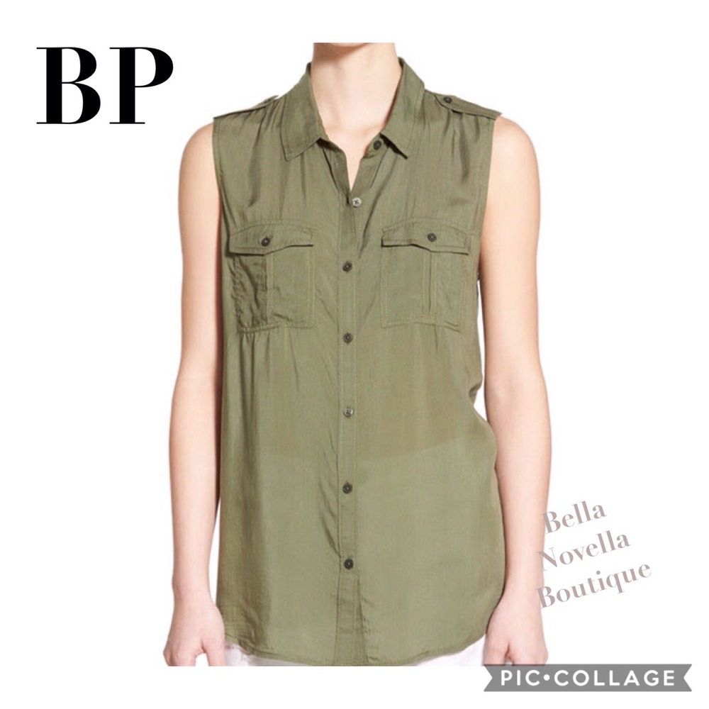 🔴 BP OLIVE GREEN SLEEVELESS BLOUSE NWOT