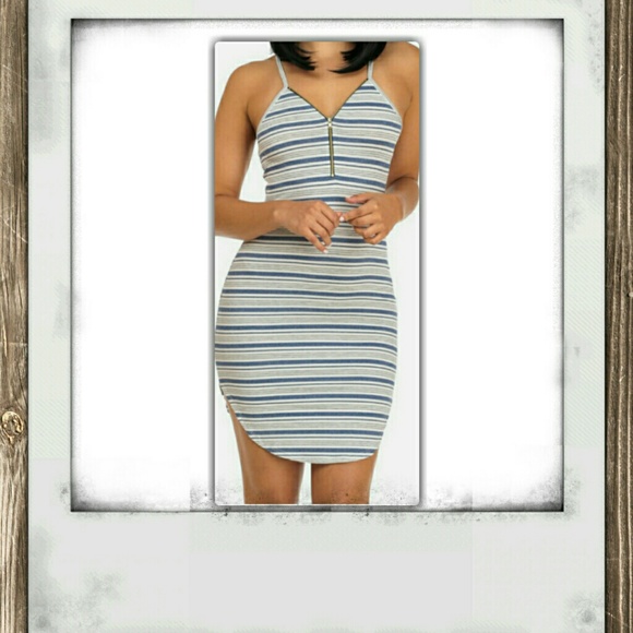 SLEEVELESS RACER BACK STRIPPED MINI DRESS (ONLY) - Picture 2 of 4