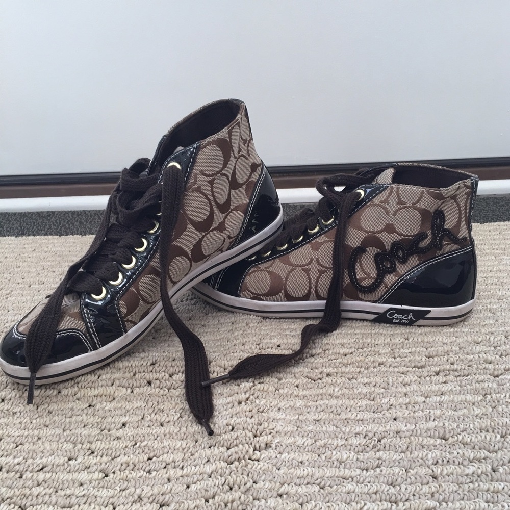 Brown coach high tops