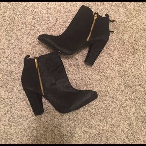Steve Madden hide fur black booties