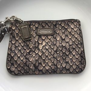 Coach snake skin silk wristlet purse