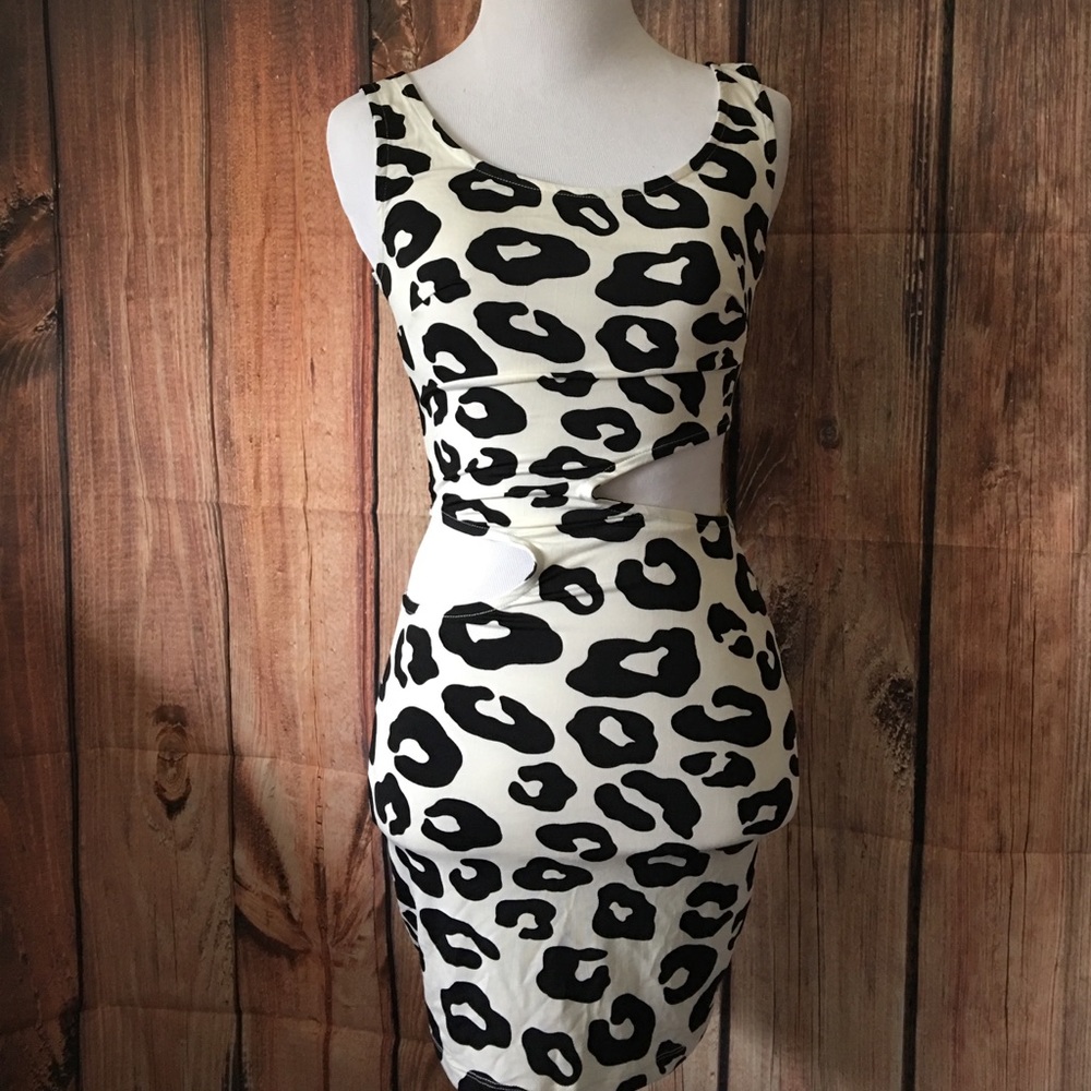 Animal print cut out dress