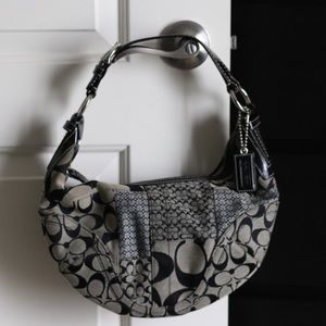 COACH Signature Patchwork Hobo Black/Gray F12315