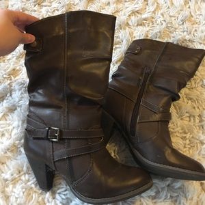 Brown heeled boots