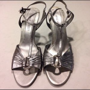 Nine West silver heels