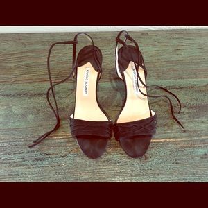 Manolo Blahnik Black Seude Strappy Sandal