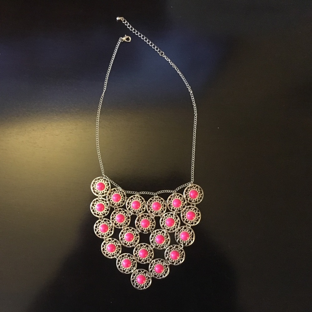 Pink and gold statement necklace