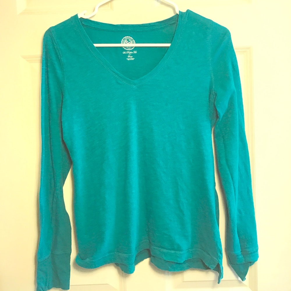 Aqua/green long sleeved cotton shirt