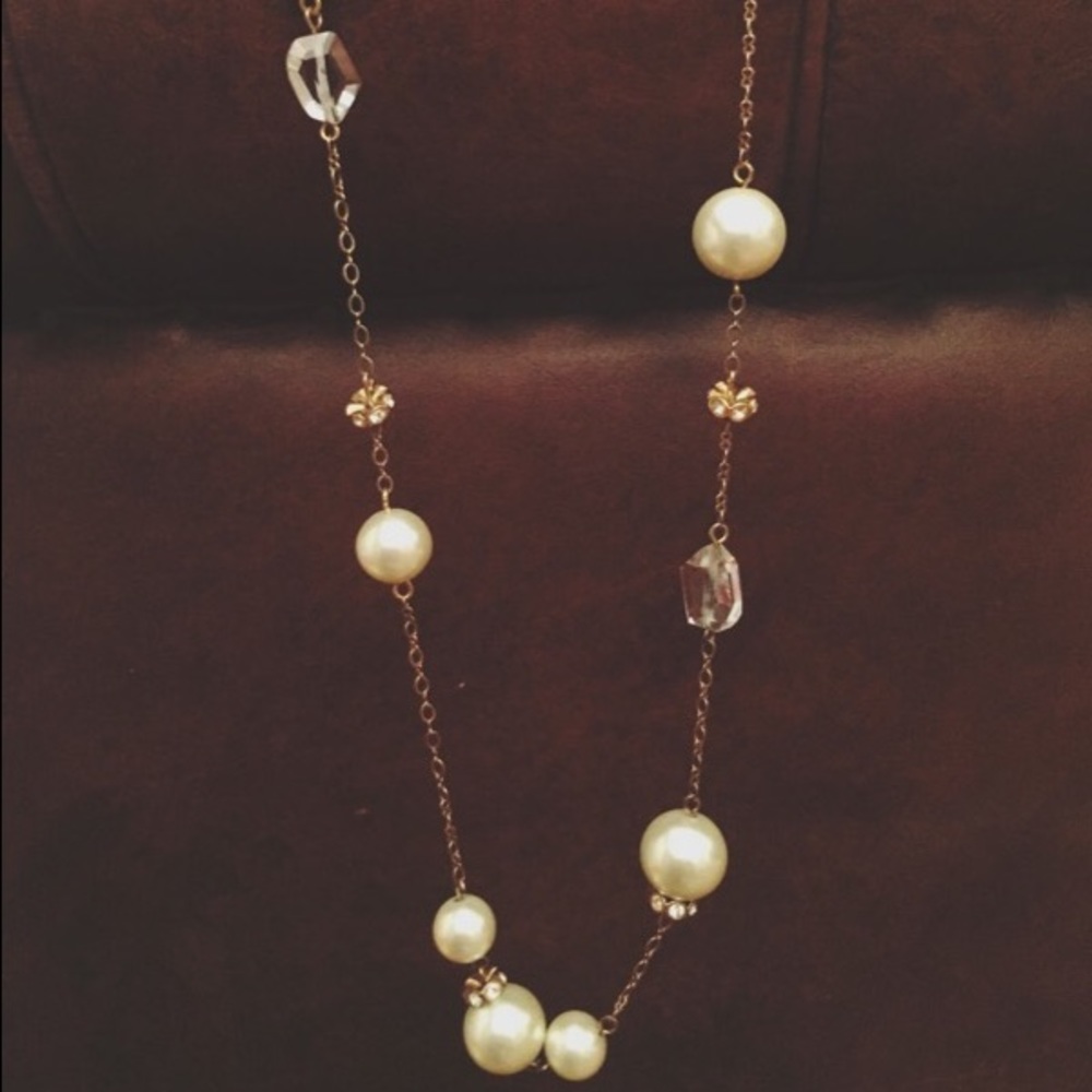 J.Crew Pearl & Crystal Chain Necklace