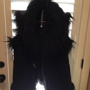 Suede and fur black vest