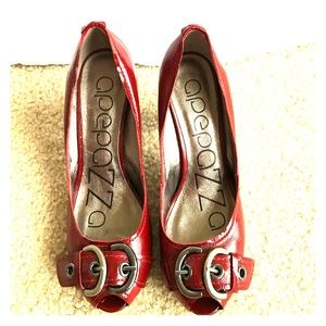 Price reduced! Red Buckled Open Toe Apepazza Heels