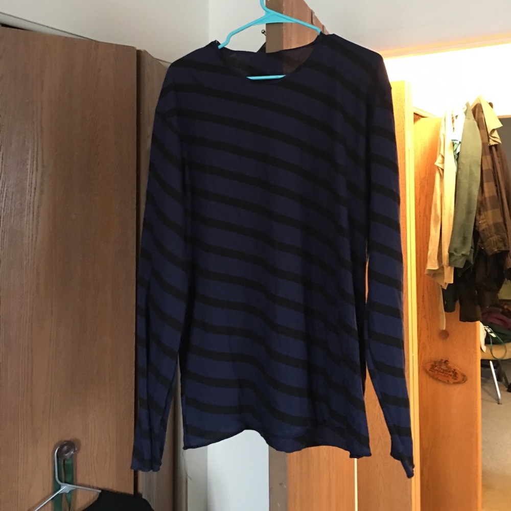 Bias striped rolledge long sleeve t American appar