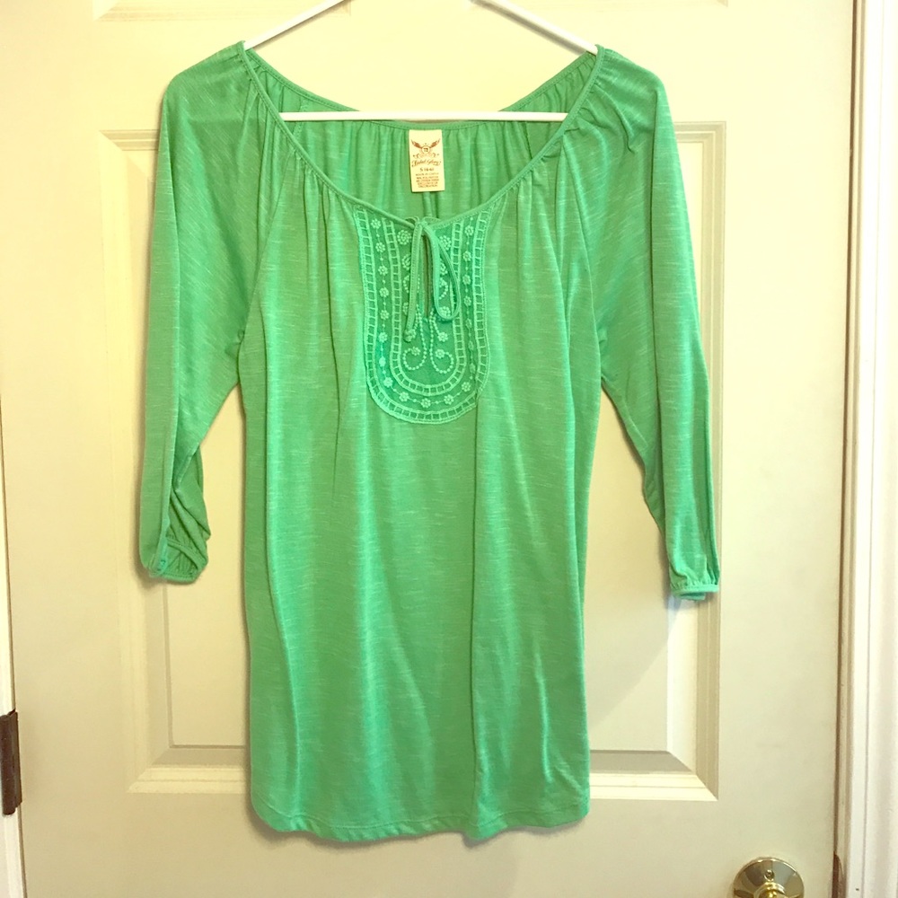 Green Faded Glory 3/4 length sleeve top