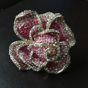 Huge Pink Rhinestone Cocktail Ring
