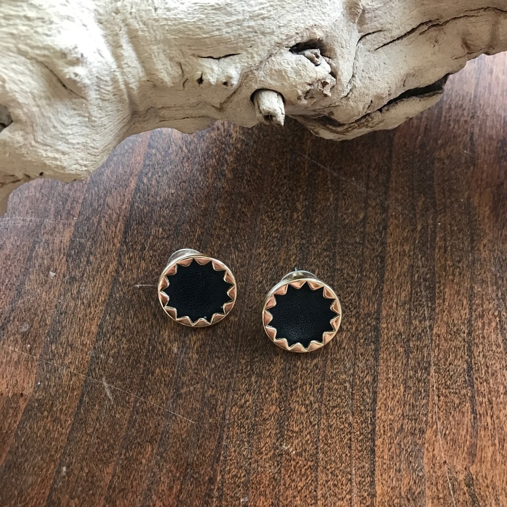 House of Harlow 1960 leather and gold earrings