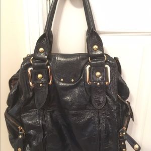 Hype navy leather handbag