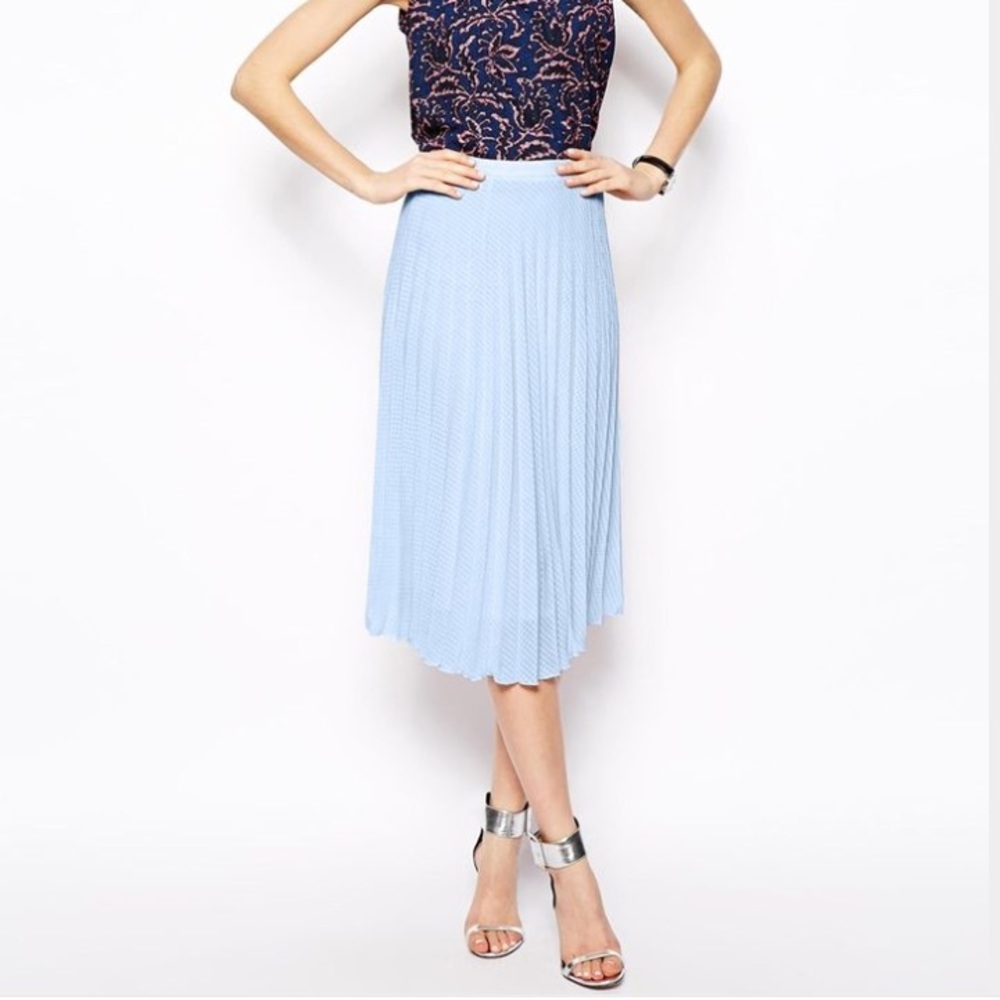 ASOS powder blue pleated midi skirt