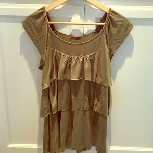 Olive tiered ruffle shirt