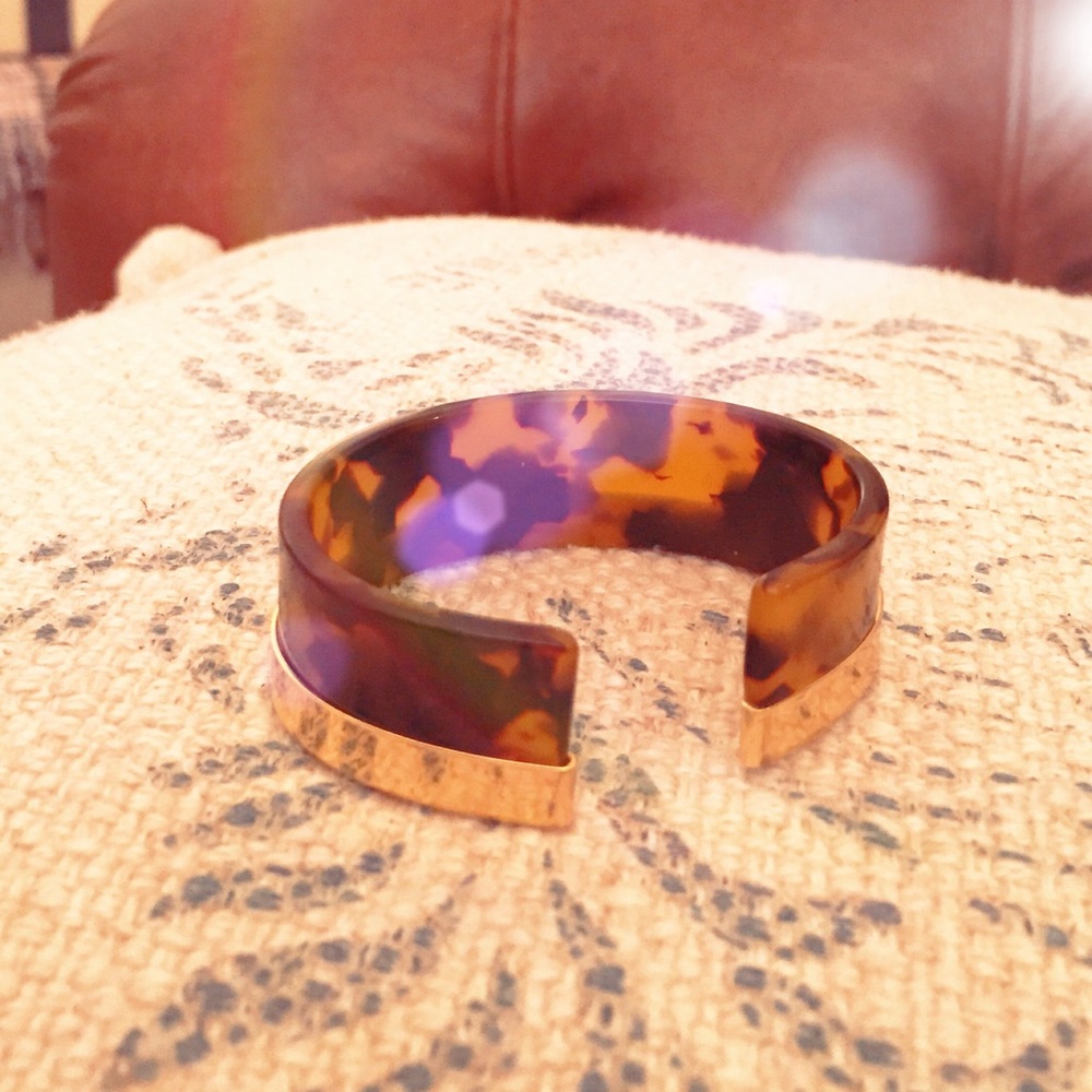 J.Crew Tortoise & Gold Plated Cuff Bracelet