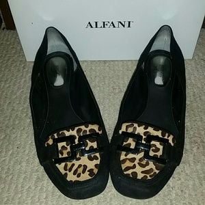 Black and Leopard Buckle, Alfani Flat Loafers