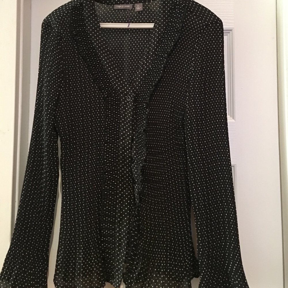 Polka Dotted Black and White blouse Size PL
