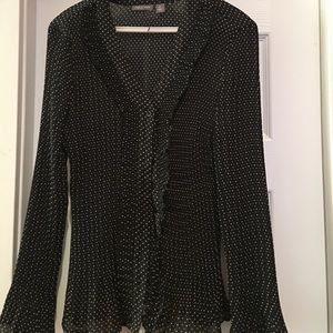 Polka Dotted Black and White blouse Size PL