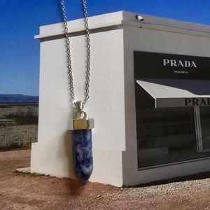 Bullet-Shaped Blue Lapis Stone Pendant Necklace