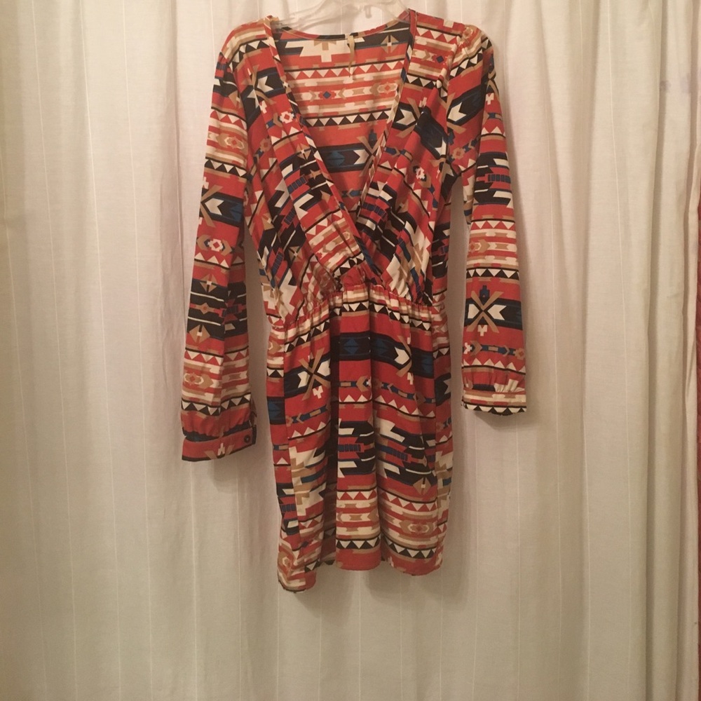 Aztec long sleeve dress