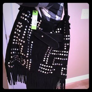 Sam Edelman black suede leather handbag NEW studs