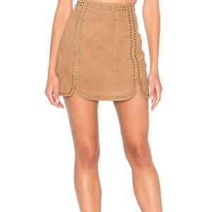 Majorelle camel suede studded skirt