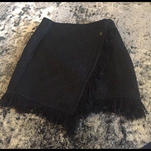 Zara Black Wrap Fringe Skirt