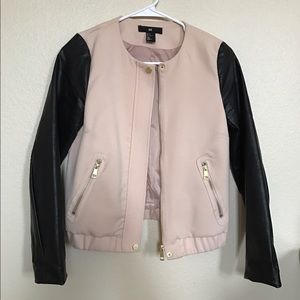 H&M Light Pink + Faux Leather Bomber Jacket