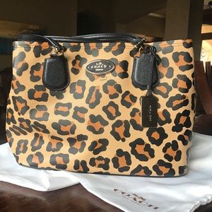 NWOT COACH leather ocelot print handbag